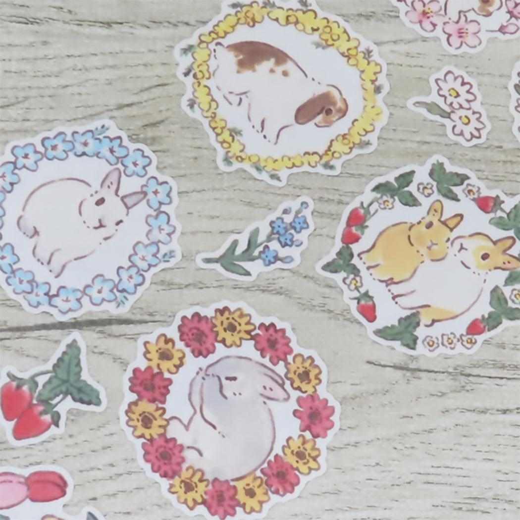 コットンシール シールシート 森山標子 うさぎさんと春のリース アクティブコーポレーション デコシール かわいい メール便可