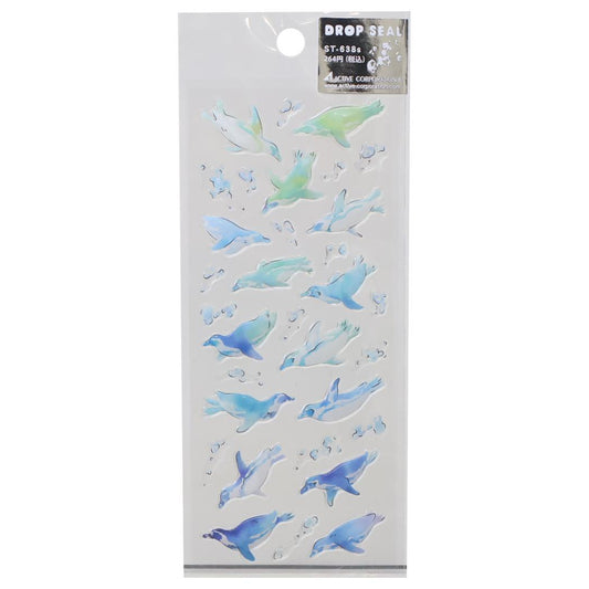 シールシート 夏柄ドロップシール ペンギン アニマル アクティブコーポレーション デコシール デコレーション かわいい グッズ メール便可 シネマコレクション