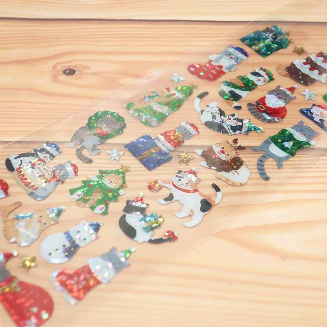 シールシート クリスマス ドロップシール 猫 アクティブコーポレーション