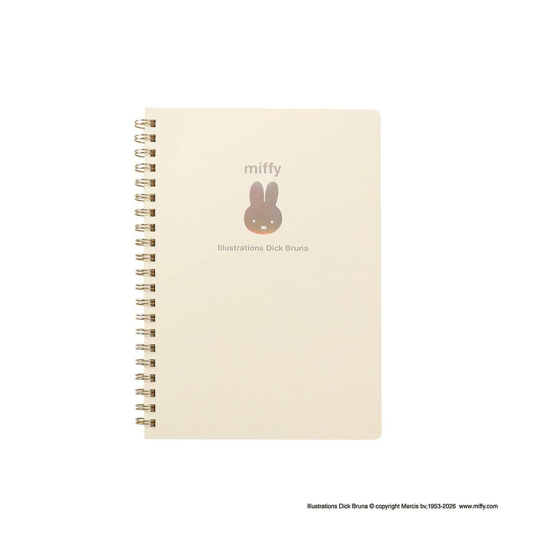 ミッフィー 方眼ノート miffy フェイスシリーズ A5 リングノート 5mmドット方眼 ワンポイント箔押し アイボリー ディックブルーナ BSS