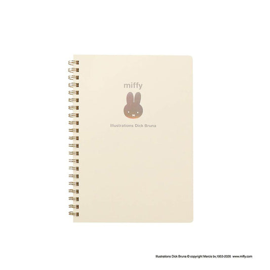 ミッフィー 方眼ノート miffy フェイスシリーズ A5 リングノート 5mmドット方眼 ワンポイント箔押し アイボリー ディックブルーナ BSS