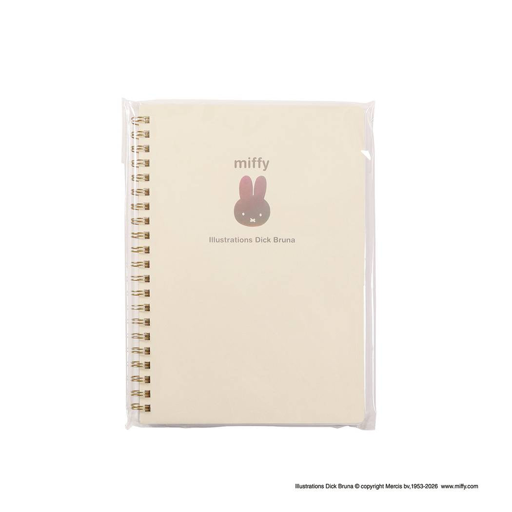 ミッフィー 方眼ノート miffy フェイスシリーズ A5 リングノート 5mmドット方眼 ワンポイント箔押し アイボリー ディックブルーナ BSS