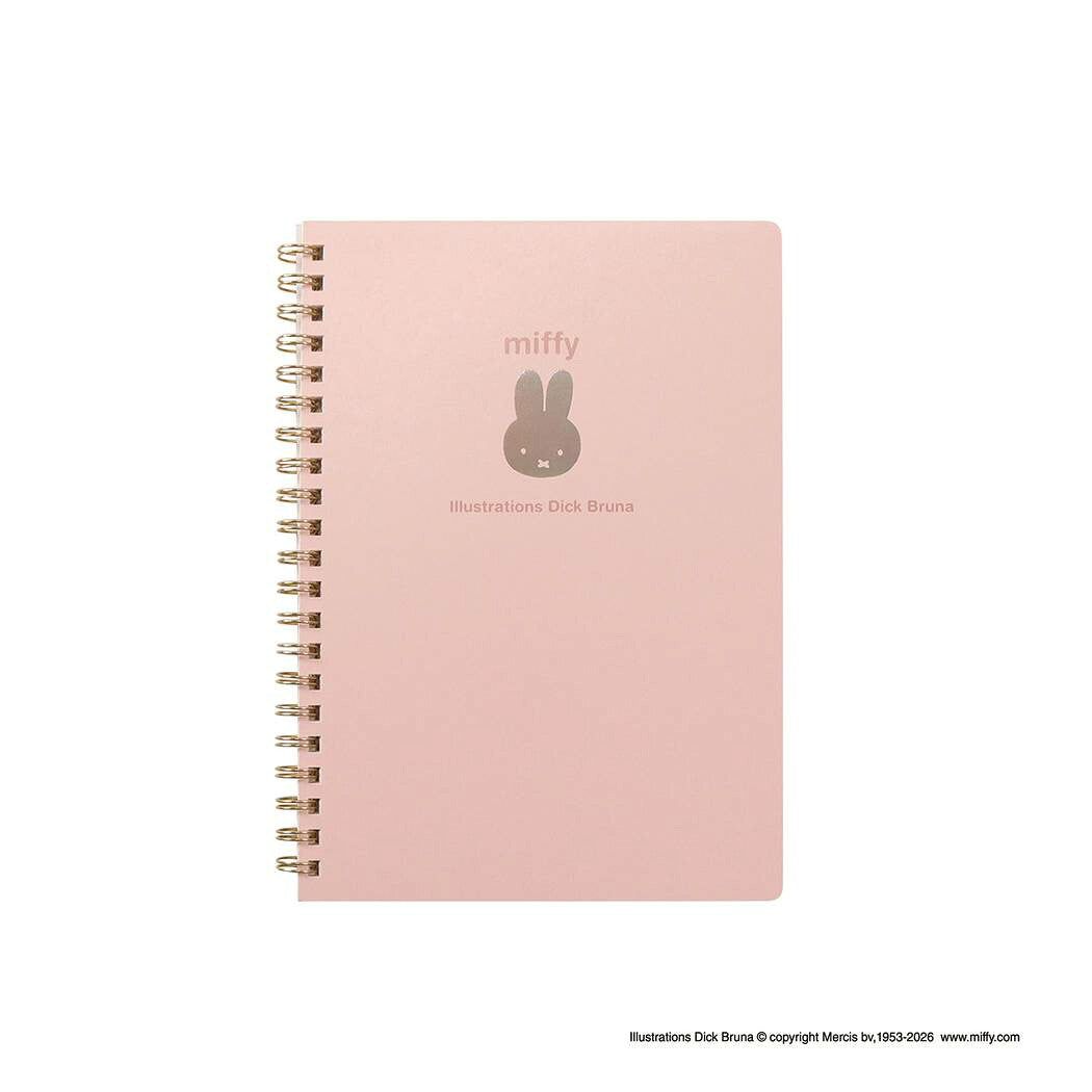 ミッフィー 方眼ノート miffy フェイスシリーズ A5 リングノート 5mmドット方眼 ワンポイント箔押し ピンク ディックブルーナ BSS