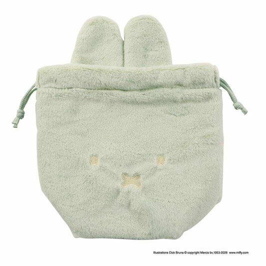 ミッフィー 巾着ポーチ miffy フェイスシリーズ 巾着袋 ポーチ 内ポケット付 小物入れ ファー生地 グリーン ディックブルーナ BSS