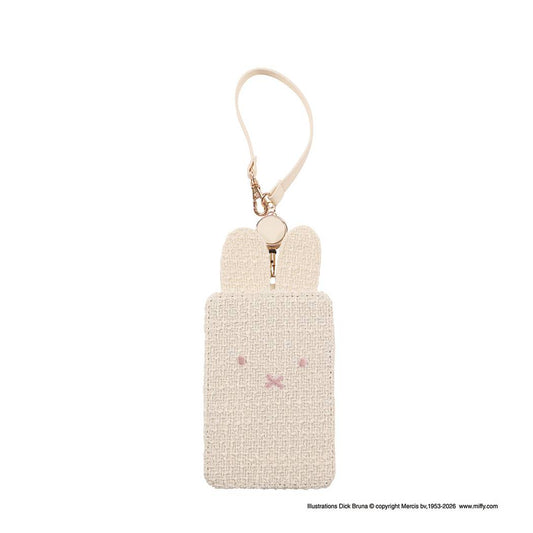 ミッフィー 定期入れ miffy フェイスシリーズ ツイード パスケース リール付き アイボリー ディックブルーナ BSS
