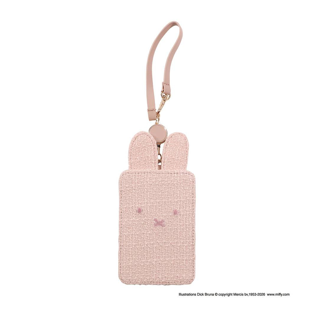 ミッフィー 定期入れ miffy フェイスシリーズ ツイード パスケース リール付き ピンク ディックブルーナ BSS