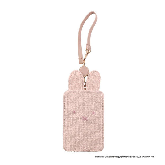 ミッフィー 定期入れ miffy フェイスシリーズ ツイード パスケース リール付き ピンク ディックブルーナ BSS