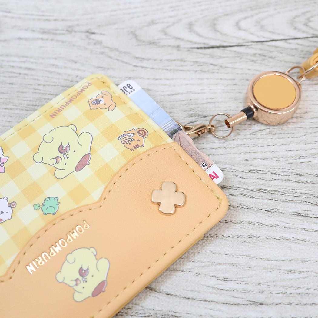 リール付きパスケース 定期入れ ポムポムプリン サンリオ アルディ ICカードケース メール便可