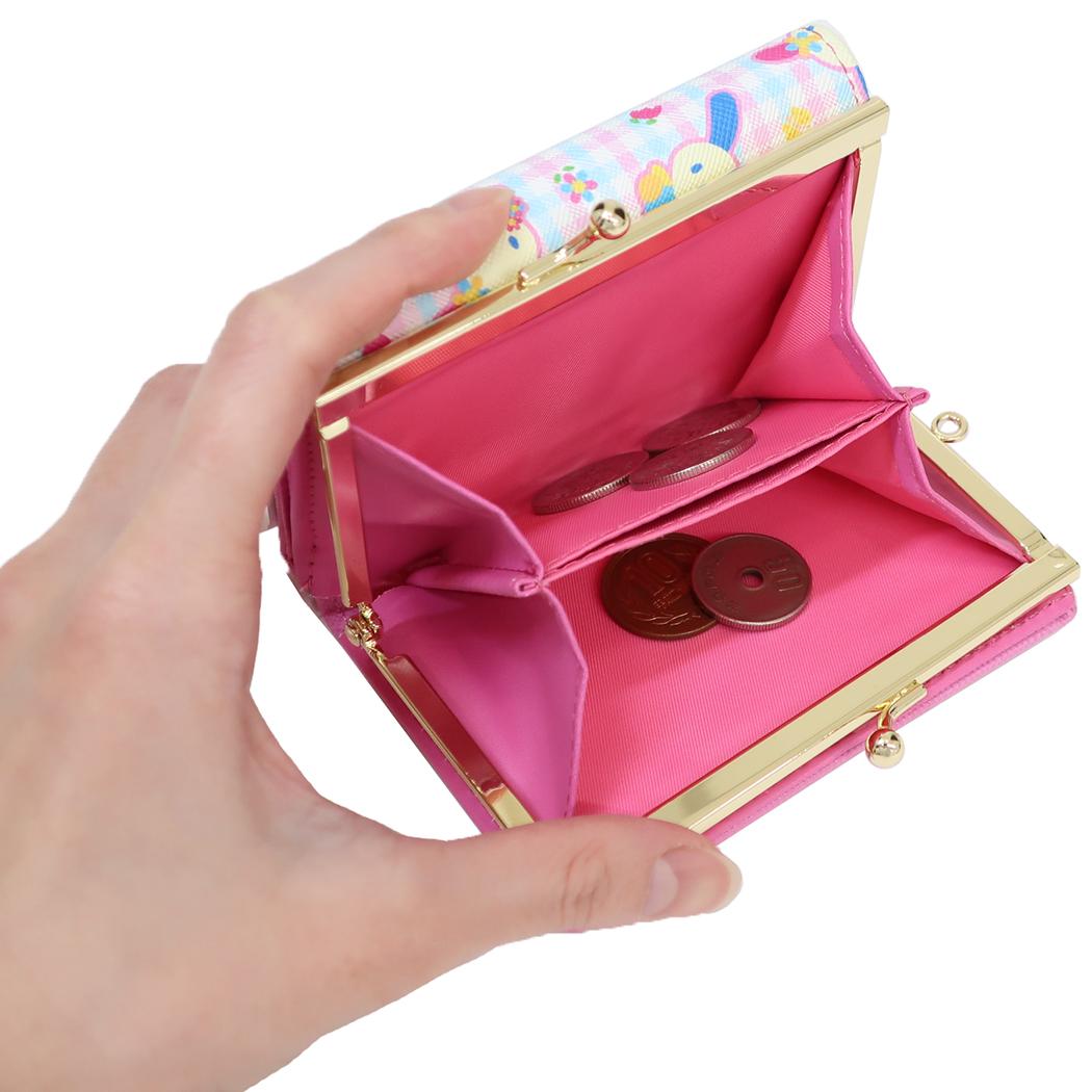 口金財布 ミニウォレット ウサハナ サンリオ アルディ レディース財布 ミニ財布 三つ折り財布