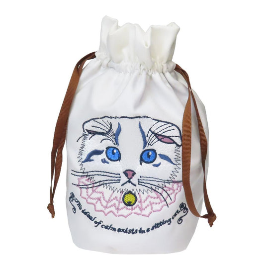キャットキンチャクポーチ 巾着袋 WH SCOTTISH 猫 アミナコレクション コスメポーチ メイクポーチ ギフト かわいい メール便可