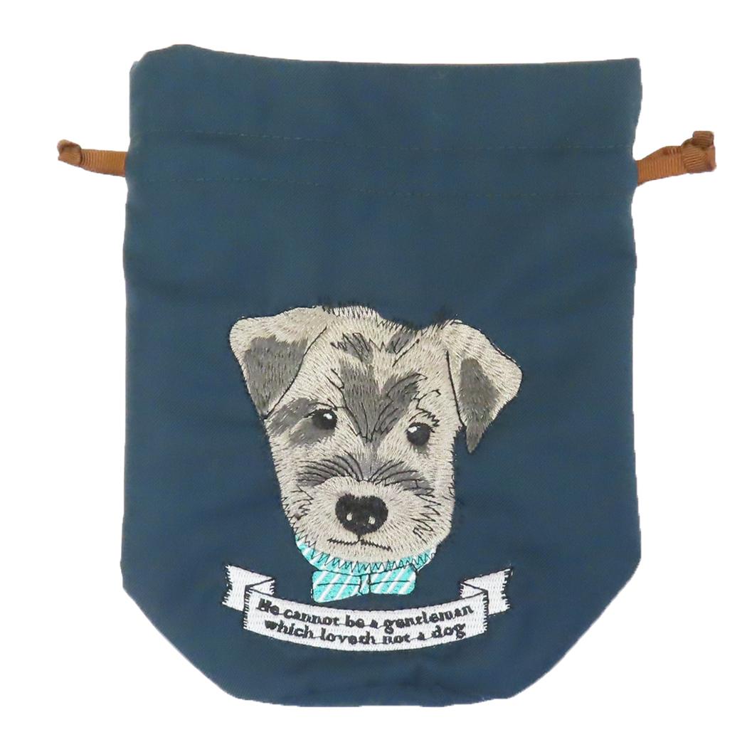 ドッグキンチャクポーチ 巾着袋 GR SCHNAUZER いぬアミナコレクション 小物入れ かわいい メール便可