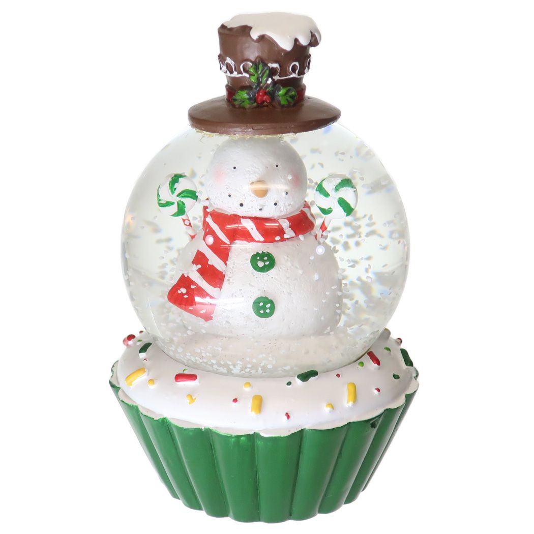 スノーグローブ65mm オブジェ カップケーキ スノーマンGR クリスマス APJ プレゼント スノードーム Xmas