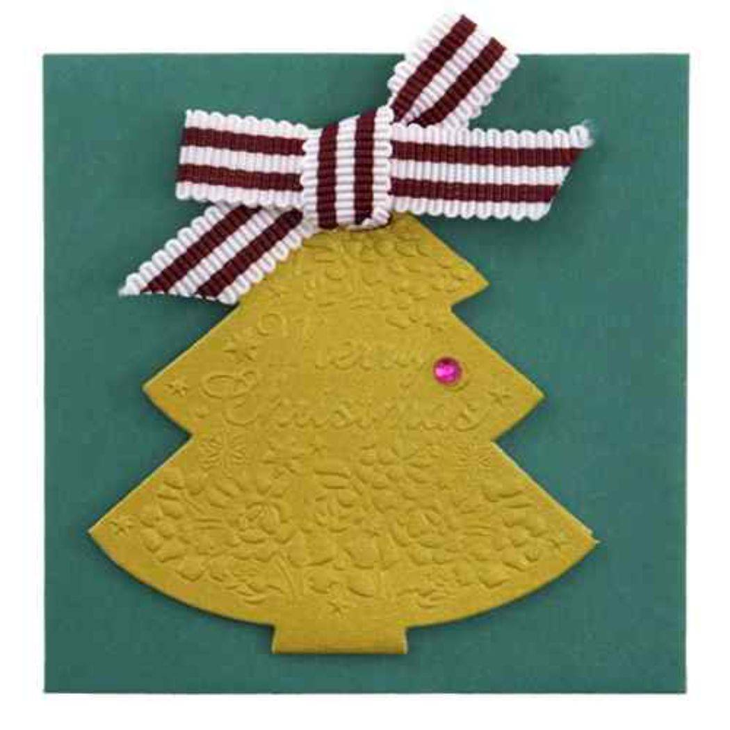 ツリー エンボスメタリックミニカード Xmas/クリスマス ギフトカード メール便可