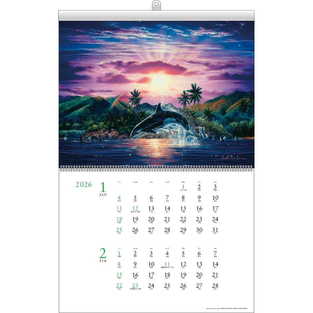 壁掛けカレンダー2026年 2026Calendar クリスチャン リース ラッセン APJ 海外作家 アート インテリア 令和8年暦