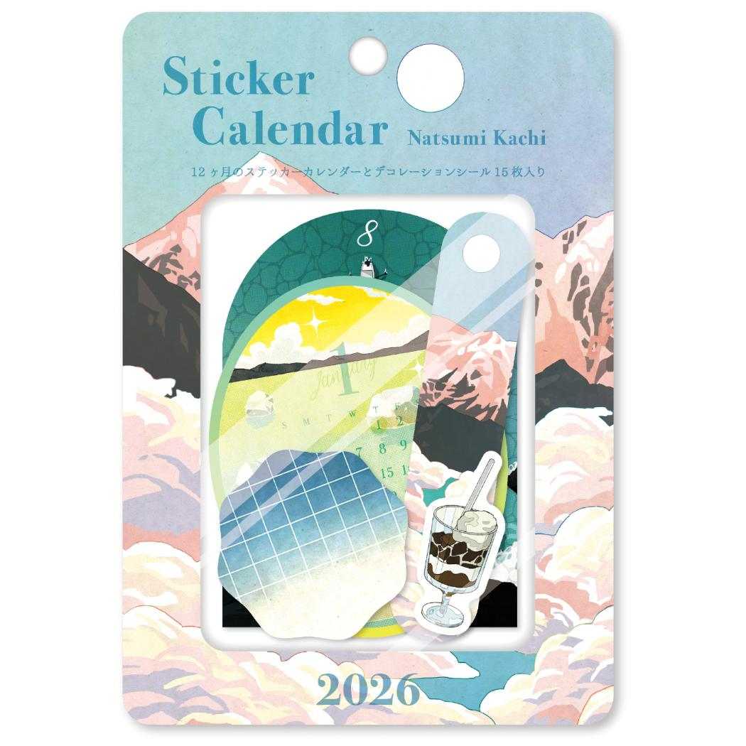 ステッカーカレンダー 2026年 2026Calendar カチナツミ APJ 国内作家 アート シールカレンダー 令和8年暦 メール便可