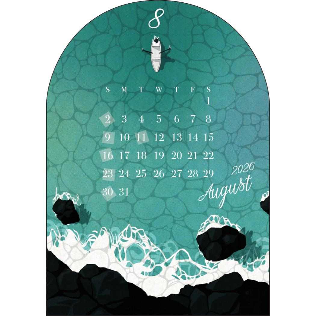 ステッカーカレンダー 2026年 2026Calendar カチナツミ APJ 国内作家 アート シールカレンダー 令和8年暦 メール便可