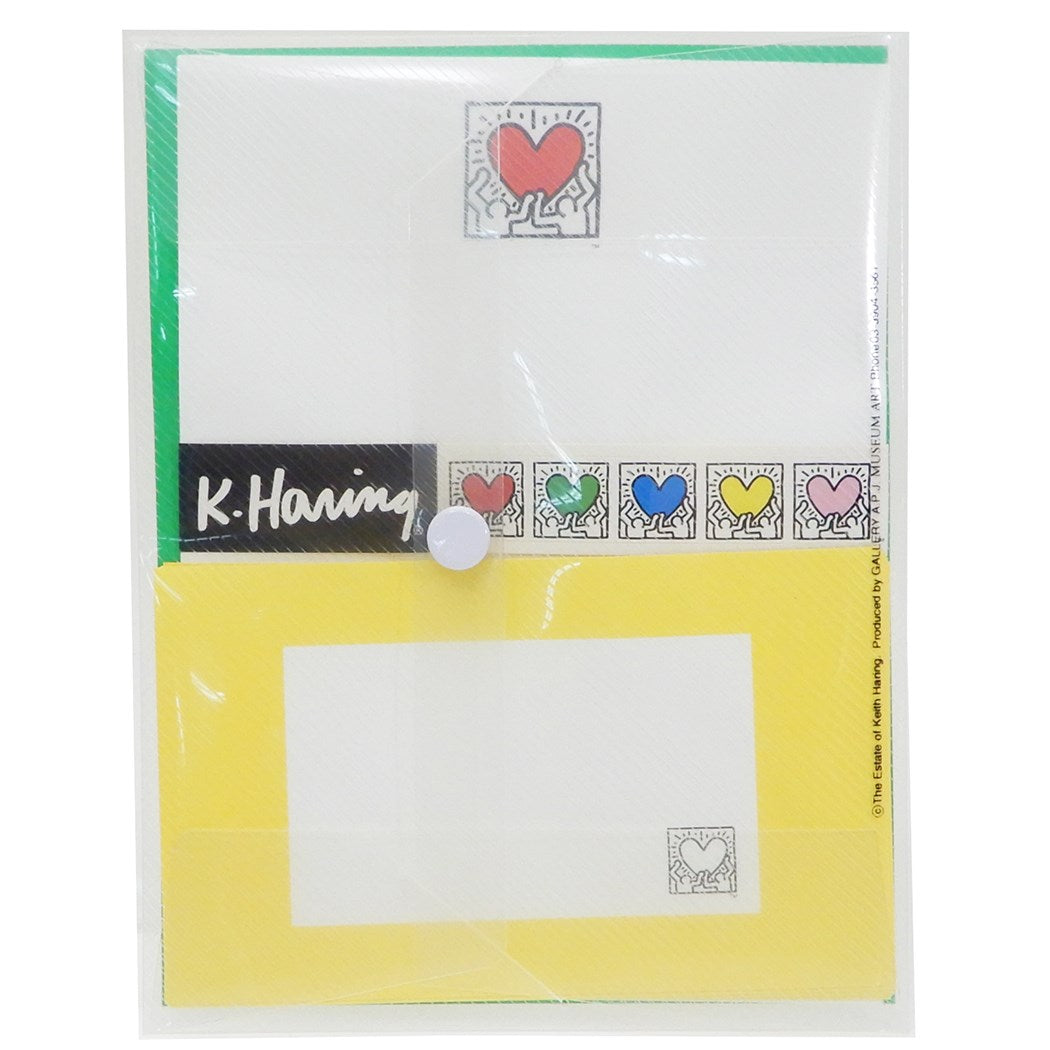 レターセット 可愛い ケース入り 手紙セット レターセット キースヘリング イエロー POP ART APJ 便箋 封筒 ステーショナリー アーティスト メール便可