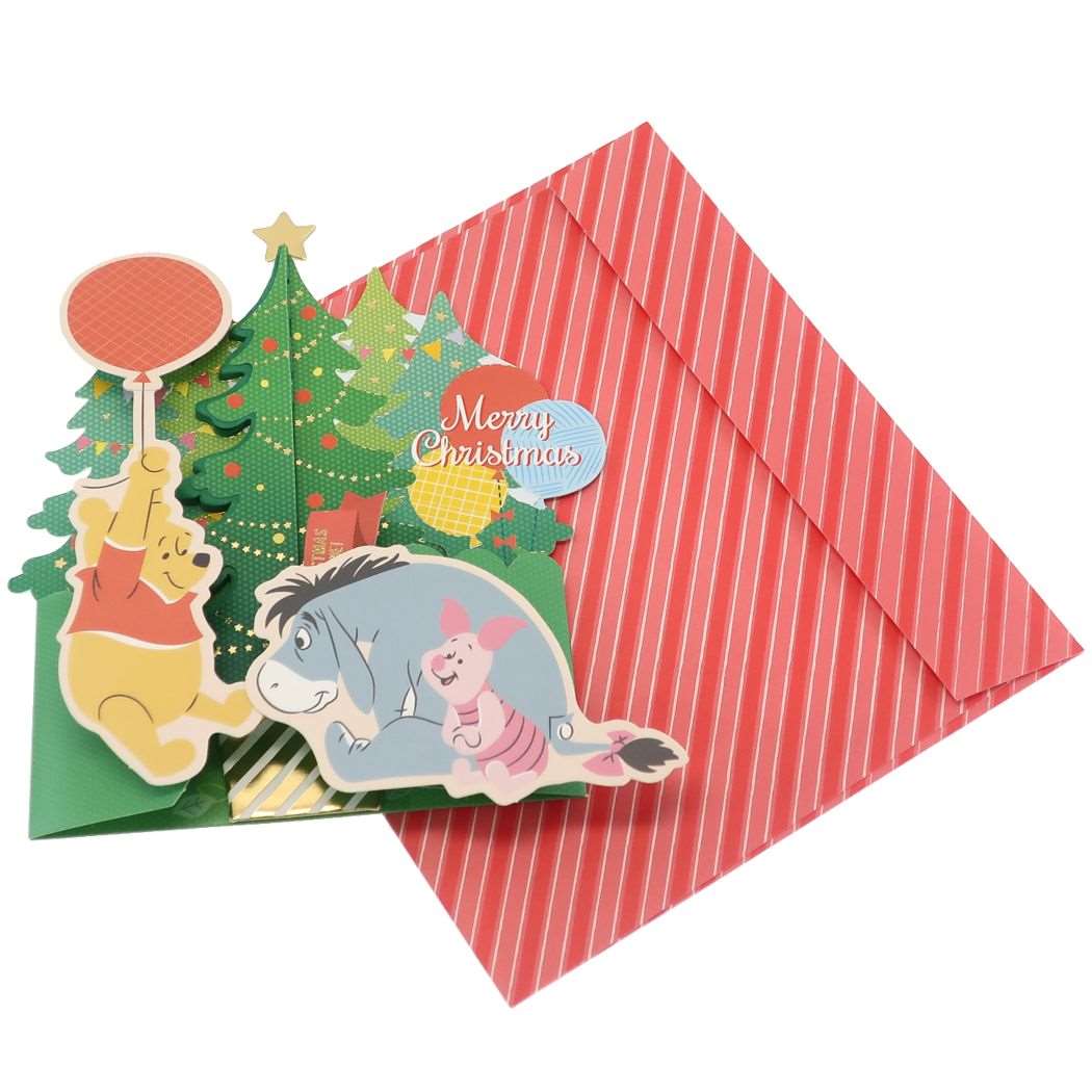 ハニカムツリー クリスマスカード くまのプーさん ディズニー APJ 封筒付きグリーティングカード メール便可