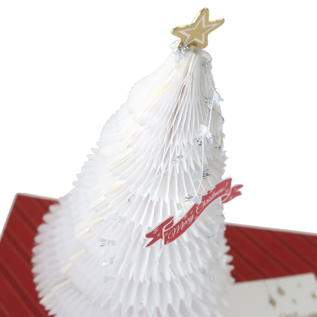 ハニカム ツリーカード PopupCardseries クリスマスカード スノーホワイト APJ 封筒付きグリーティングカード Xmas メール便可