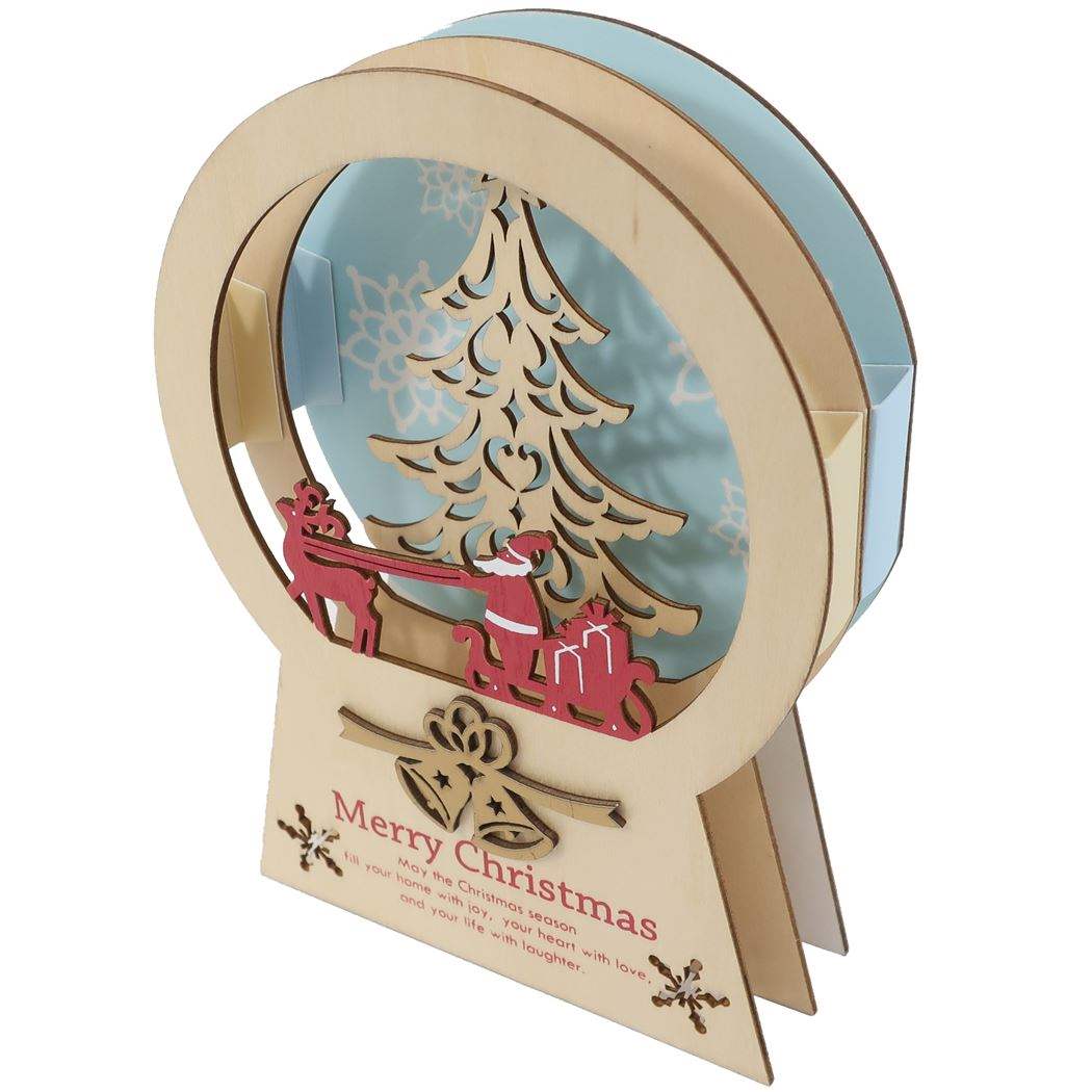WoodCardseries レイヤークリスマスウッドスタンドカード クリスマスカード スノーツリー APJ 封筒付きグリーティングカード Xmas メール便可
