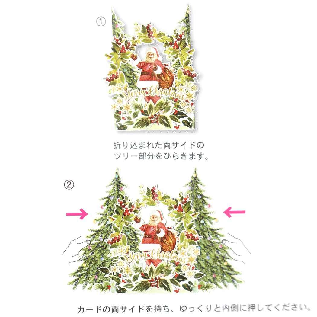 パノラマクリスマス ポップアップカード Pop up Card series クリスマスカード リース APJ 封筒付きグリーティングカード Xmas メール便可