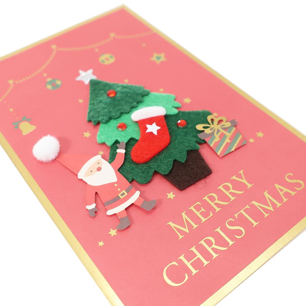 フェルト グリーティングカード クリスマスツリー クリスマスカード APJ 封筒付きグリーティングカード Xmas メール便可