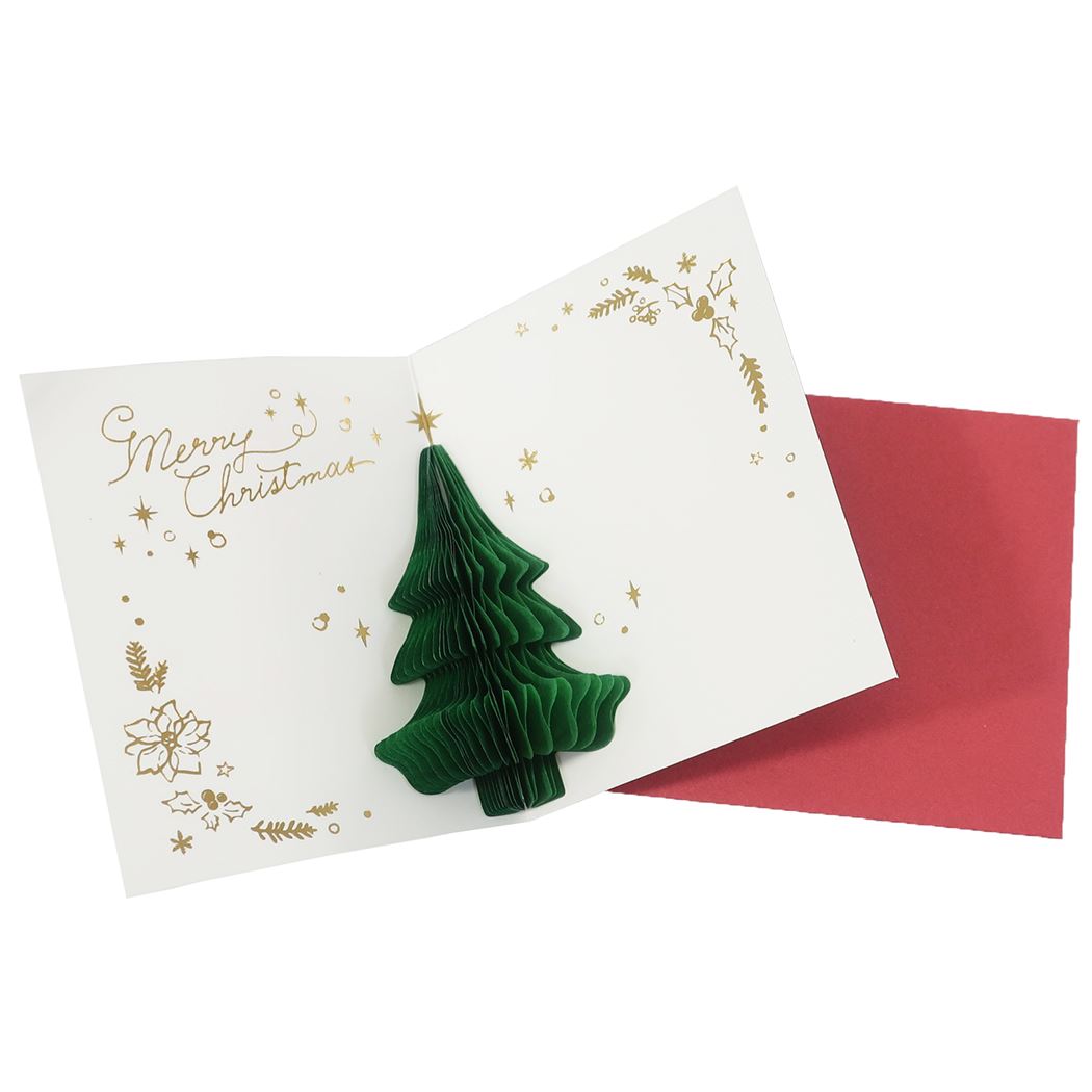ハニカムミニカード クリスマスカード リース APJ 封筒付きグリーティングカード Xmas メール便可