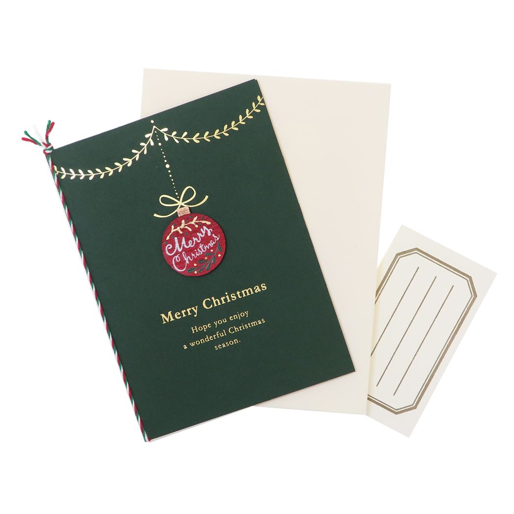 ウッドパーツカード クリスマスカード Handmade card オーナメント APJ 封筒付きグリーティングカード Xmas メール便可