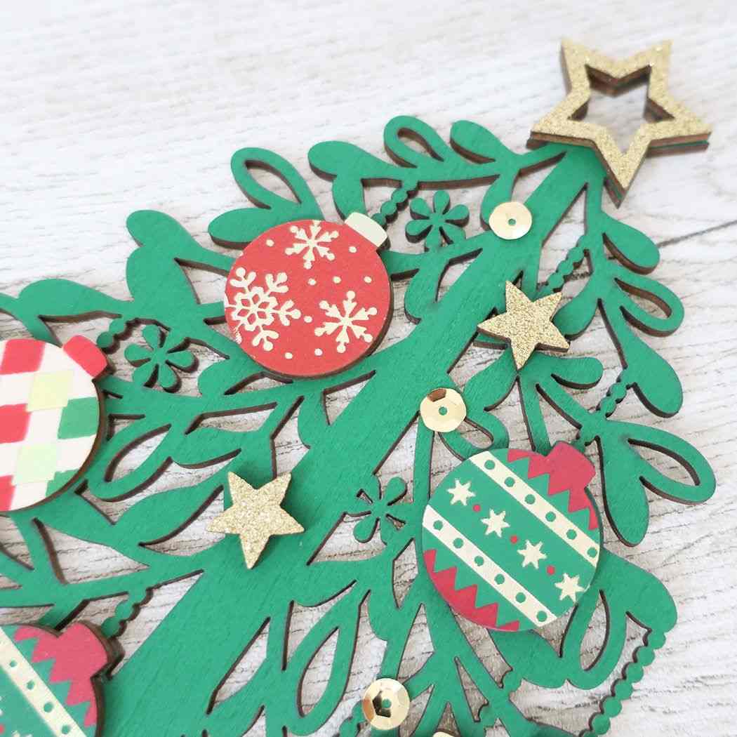 デコレーションウッドツリーカード クリスマスカード NaturalCardseries グリーンツリー APJ 封筒付きグリーティングカード Xmas メール便可