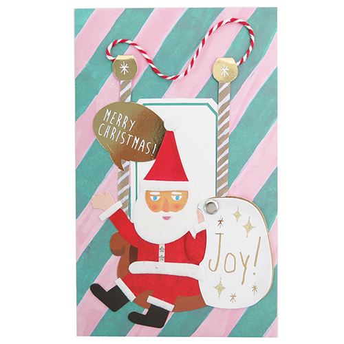 スライドフェルトカード クリスマスカード サンタクロース グリーン APJ Xmas 封筒付き ギフト 雑貨 メール便可