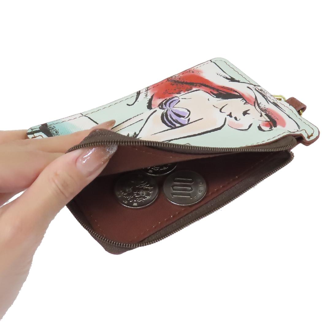 フラグメントケース パス＆コイン＆カードケース リトルマーメイド アリエル 水彩タッチ柄 ディズニープリンセス アートウエルド ICカードケース メール便可