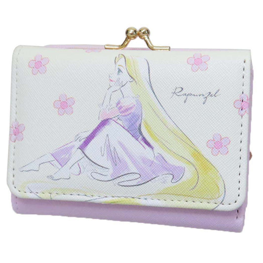 三つ折りがま口財布 ミニウォレット 塔の上のラプンツェル 水彩タッチ柄 ディズニープリンセス アートウエルド コンパクト財布