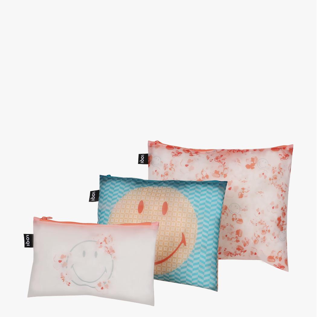 Zip Pockets 平ポーチ大中小3点セット SMILEY Blossom LOQI ローキー エーワイ スマイリー MILKY 3連ポーチ