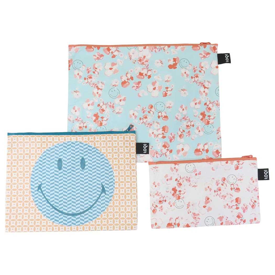 Zip Pockets 平ポーチ大中小3点セット SMILEY Blossom LOQI ローキー エーワイ スマイリー TYVEK 3連ポーチ