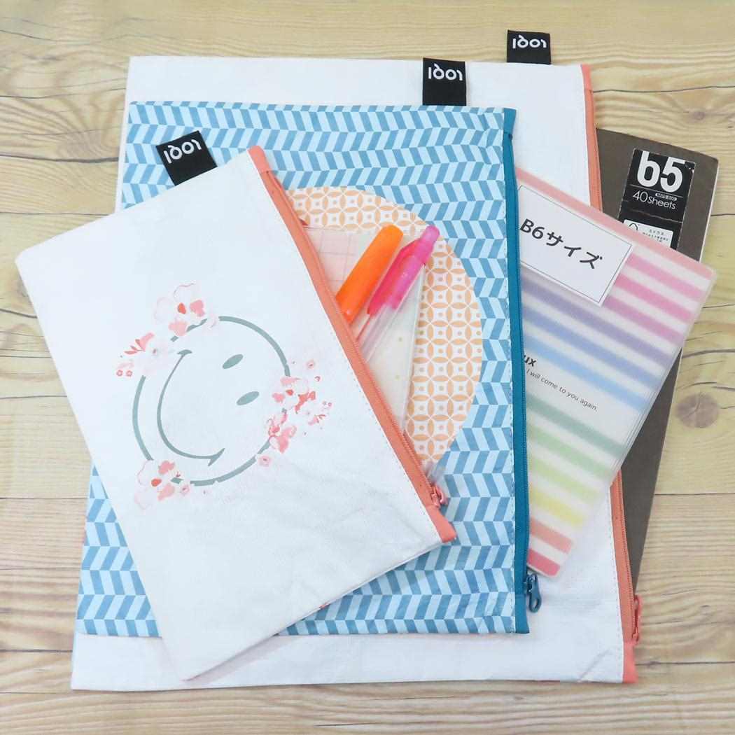 Zip Pockets 平ポーチ大中小3点セット SMILEY Blossom LOQI ローキー エーワイ スマイリー TYVEK 3連ポーチ