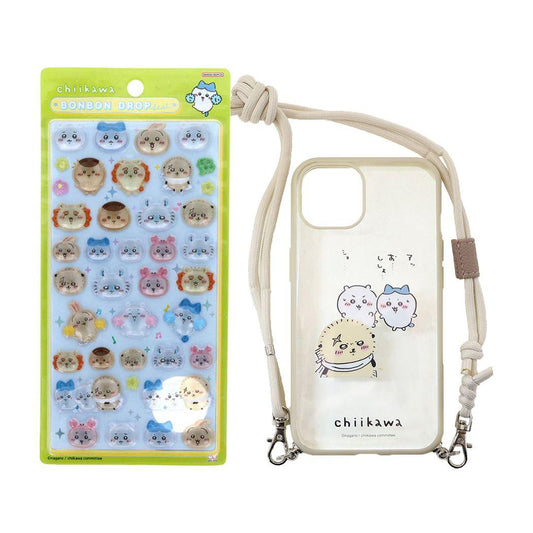 ちいかわ ボンボンドロップシール みんな ニコニコ 1シート付！アイフォンケース セット