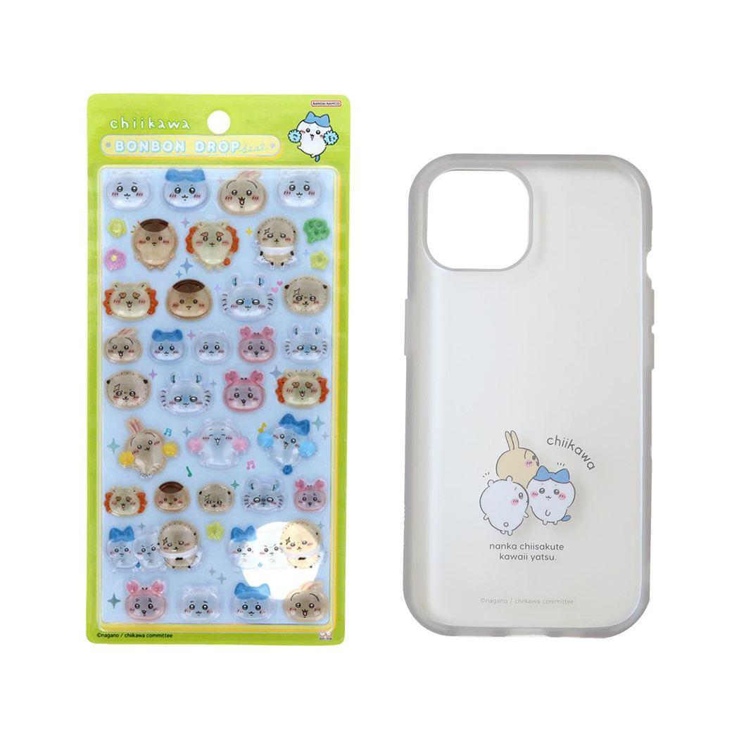 ちいかわ ボンボンドロップシール みんな ニコニコ 1シート付！[iPhone15/14/13]IIIIfit Clear 2023 iPhone 6.1inch 2LENS model対応ケース セット