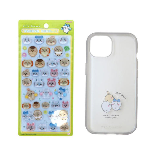 ちいかわ ボンボンドロップシール みんな ニコニコ 1シート付！[iPhone15/14/13]IIIIfit Clear 2023 iPhone 6.1inch 2LENS model対応ケース セット