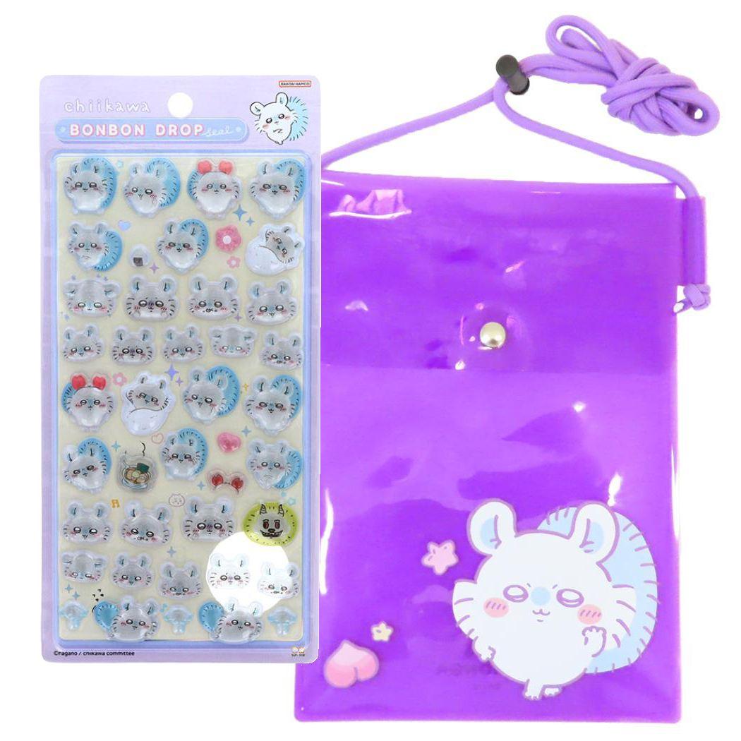 ちいかわ ボンボンドロップシール モモンガ 1シート付！スマホポーチ セット