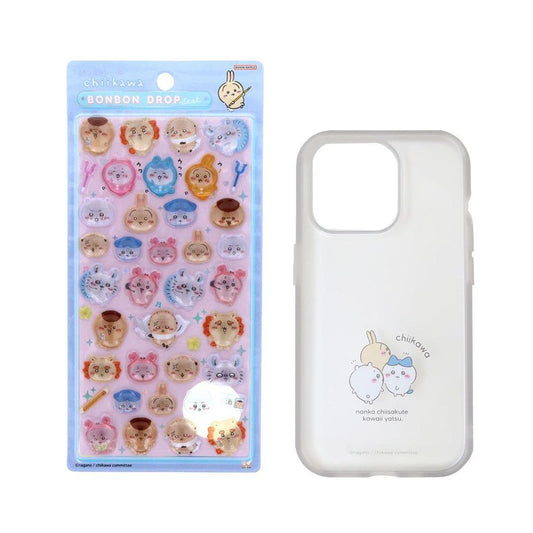 ちいかわ ボンボンドロップシール みんな ポーズ 1シート付！[iPhone15 Pro]IIIIfit Clear 2023 iPhone 6.1inch 3LENS model対応ケース セット