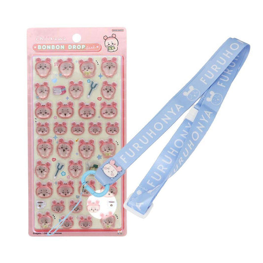 ちいかわ ボンボンドロップシール 古本屋 1シート付！ネックストラップ セット