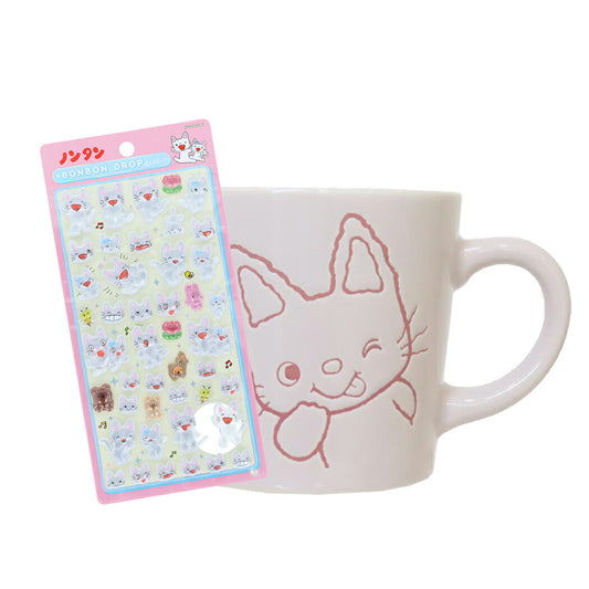 【お一人様1つ限り】ノンタン ボンボンドロップシール タータン 1シート付!マグカップ セット