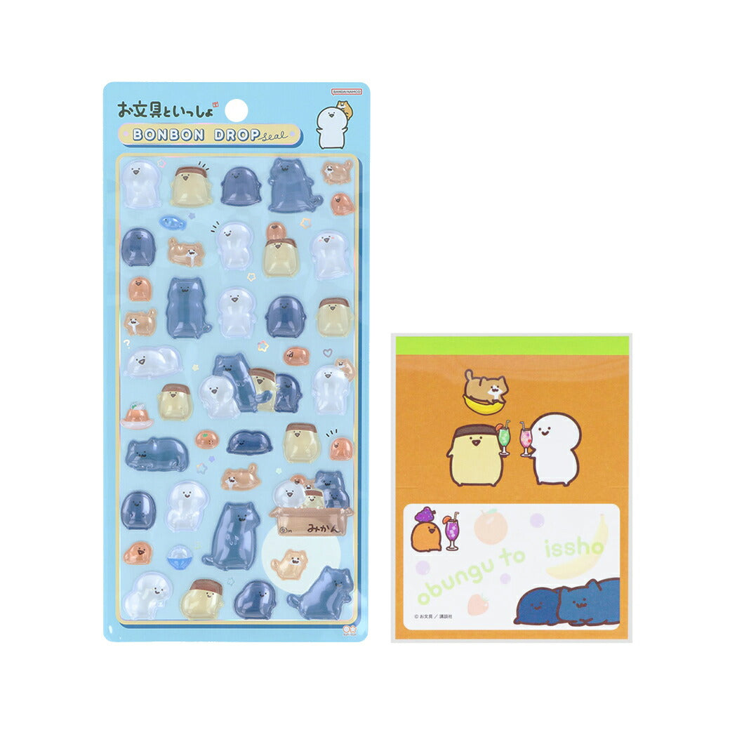 【お一人様1つ限り】お文具といっしょ ボンボンドロップシール みんな 1シート付!メモ帳 セット