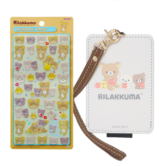 【お一人様1つ限り】ボンボンドロップシール リラックマ　ごゆるり1シート付！ 定期入れ セット