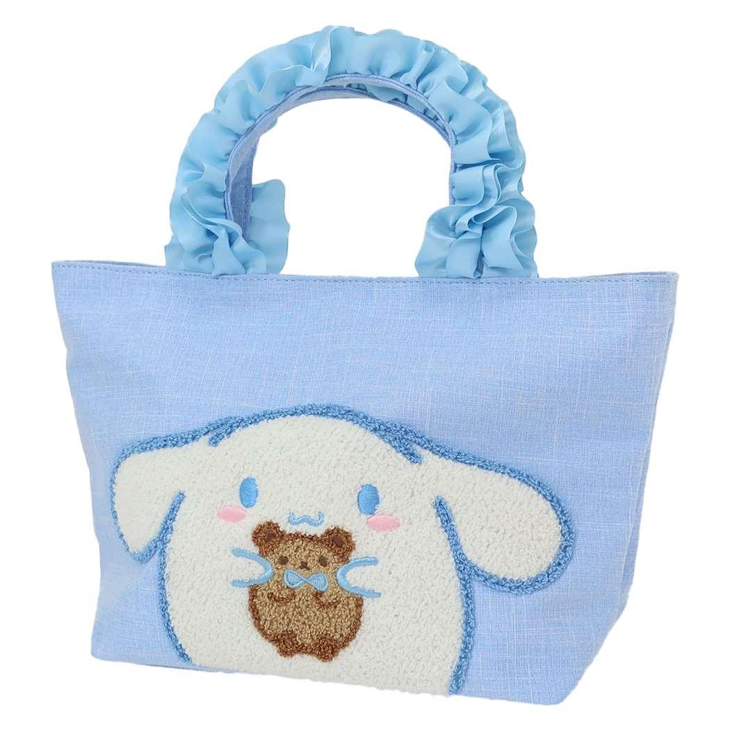 シナモロール ボンボンドロップシール もじ 1シート付き！サガラ刺繍トートバッグセット