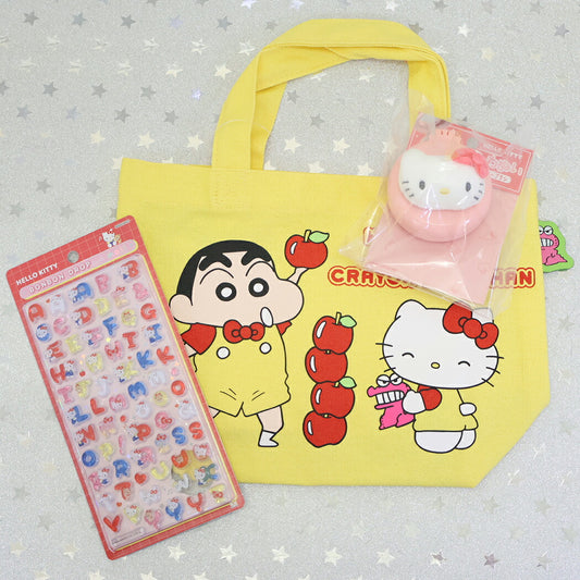 ボンボンドロップシール もじ キティ スタンダード1シートつき ランチバッグ、手鏡セット