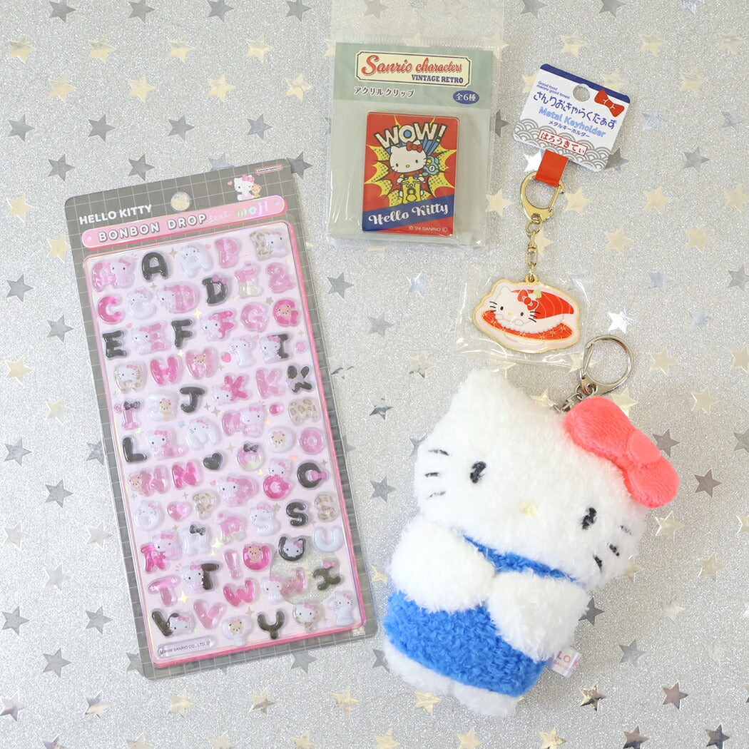 ボンボンドロップシール もじ ハローキティ クール1シートつき ぬいキーセット