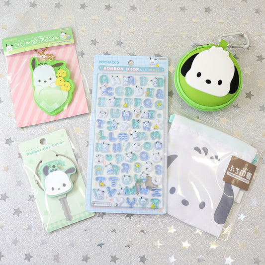 ボンボンドロップシール もじ ポチャッコ1シートつき 巾着、小物入れセット