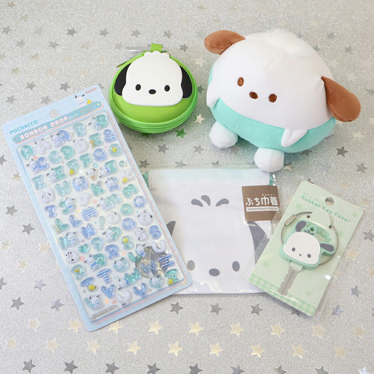 ボンボンドロップシール もじ ポチャッコ1シートつき 巾着、小物入れセット