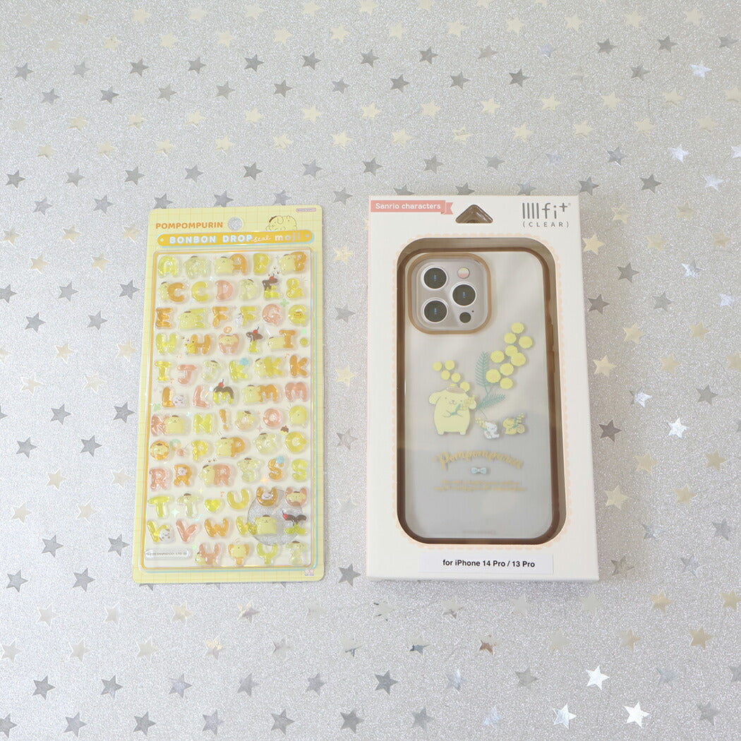 ボンボンドロップシール もじ ポムポムプリン1シートつき iphoneカバーセット